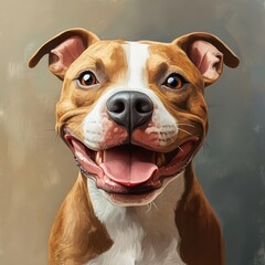 Cute Pitbull Portrait: Happy Dog with Adorable Puppy Face