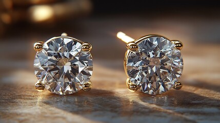 Poster - Diamond stud earrings minimalist gold settings shimmering with elegance and precision showcased in a highend jewelry collection
