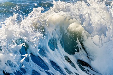 Aufkleber - A powerful ocean wave crashes, sending white foam into the air, capturing the force and beauty of the sea in a dynamic and captivating moment.