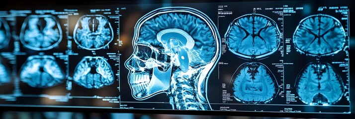 Poster - Detailed brain anatomy scan image revealing the intricate structure and characteristics of the human nervous system for medical,scientific,and educational purposes.