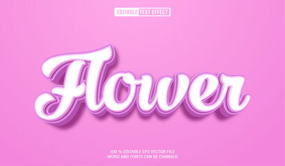 Leinwandbilder - Editable 3d text style effect - FLower Pink  text effect Template