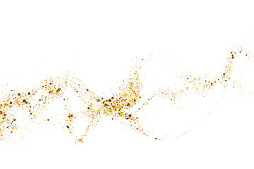 Wall Mural - gold sequins texture on white background. abstract particles of gold color, confetti sequins explosi