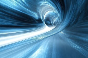 Poster - A swirling blue vortex of light and energy creating a mesmerizing tunnel effect in deep space