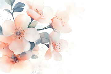 Wall Mural - Flowers painted with watercolors on a white background