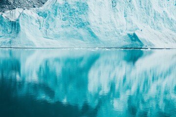 Poster - Crystal clear glacier waters mirror the icy blue depths of the surrounding frozen landscape, capturing a powerful image of nature's pristine purity and icy tranquility.