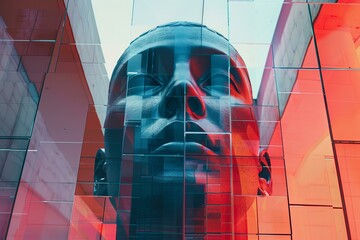Poster - Artificial intelligence reflecting in glass panels showing modern technology concept