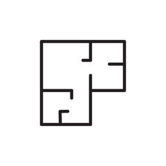 Wall Mural - home layout icon flat line illustration