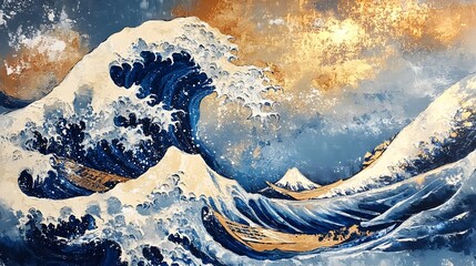 Poster - Powerful Crashing Ocean Wave Amid Storm and Tempest. Dramatic and Moody Seascape with Turbulent Swirling Foaming Water,Chaotic Spray and Froth.