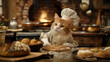 © Irina - Culinary cat wearing a chef's hat baking bread in a cozy kitchen