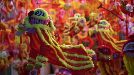 Wall Mural - Decorated colorful lanterns hanging on a stand in the streets in Hang Ma street, Ha Noi city, Vietnam during Mid Autumn Festival.