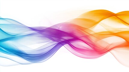 Poster - Colorful abstract line waves on white background