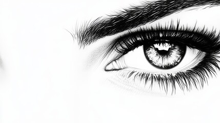  A detailed view of an eye's iris in black and white