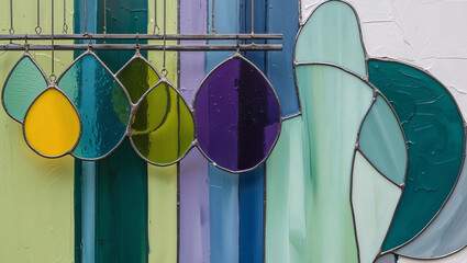 Sticker - Hanging Stained Glass Drops in Various Colors