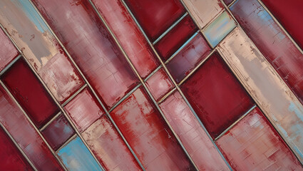 Wall Mural - Abstract Red and Blue Geometric Design