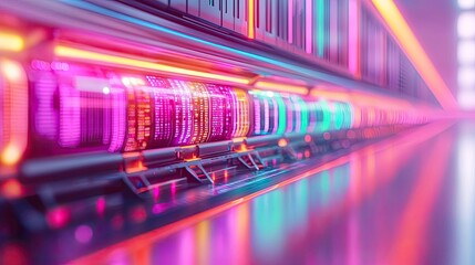 Poster - Futuristic neon lights illuminating a modern digital interface.