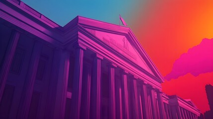 Poster - Neoclassical Architecture Columns with Sunset Glow