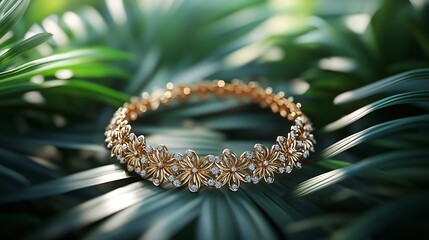Poster - intricately crafted 3d gold necklace sparkling stones set against a minimalistic backdrop with subtl