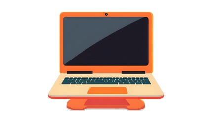 Poster - Orange Laptop Computer with Black Keyboard