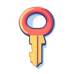 Poster - Colorful Cartoon Key Illustration  Flat Design  Access  Security  Open