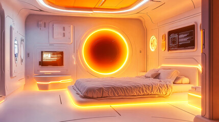 Poster - High tech bedroom on a spaceship or in a laboratory
