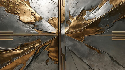 Wall Mural - Geometric Abstract Metallic Wall Art