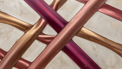 Wall Mural - Copper and Burgundy Metal Lattice