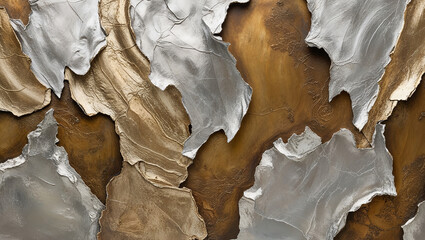 Wall Mural - Abstract Metallic Wall Art with Gold and Silver