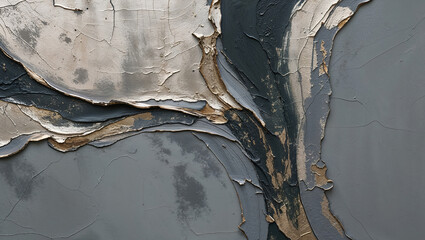 Poster - Grey and Gold Abstract Painting