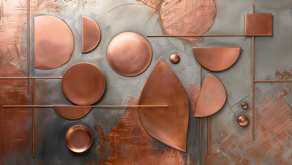 Poster - Copper Geometric Wall Art