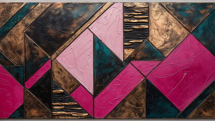 Wall Mural - Geometric Pink and Black Abstract