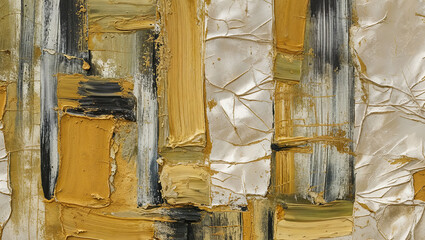 Sticker - Textured Gold and Black Abstract Painting