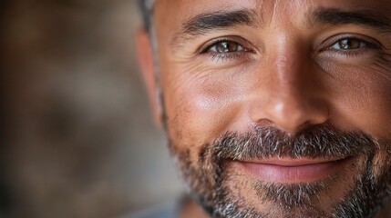 Poster - Warm Smile of a Man in Natural Light