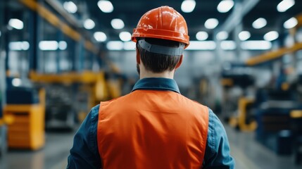 Worker in Safety Gear at Industrial Factory