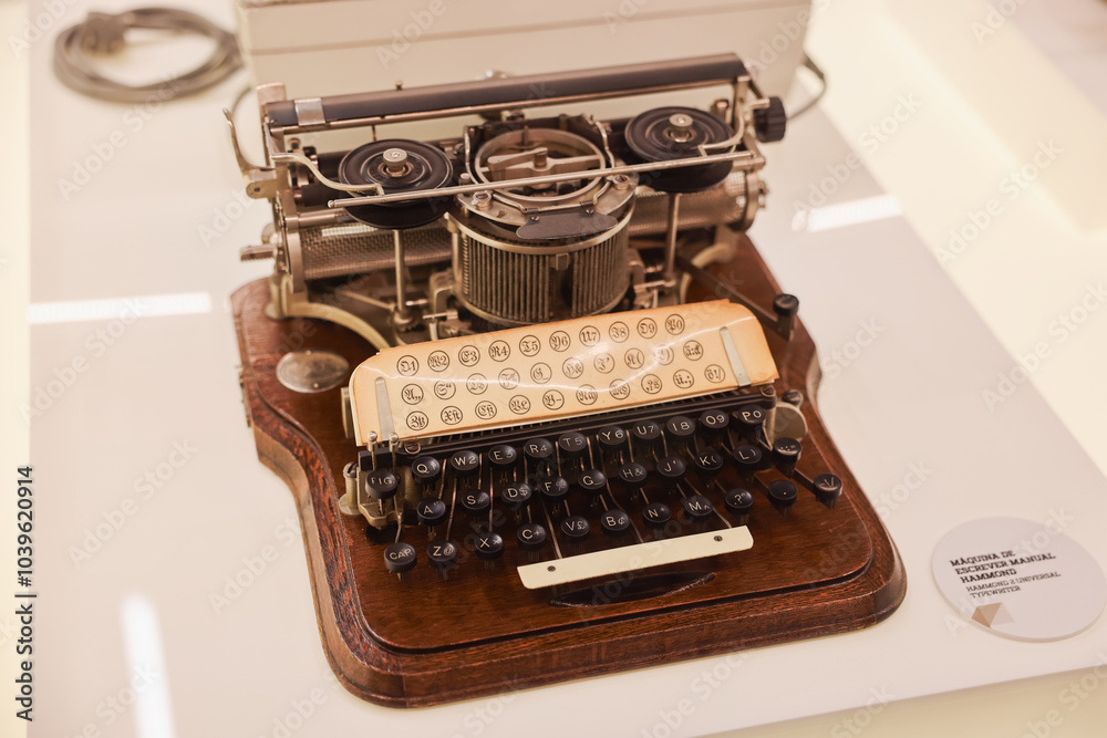 Historic Typewriter Luanda, Angola - May 17, 2024: Historic typewriter display at the ...