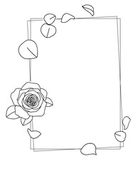 Aufkleber - Frame of garden rose with petals. Hand drawn sketch. Vector illustration.