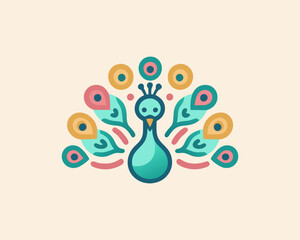 Colorful Peacock bird logo icon design vector illustration
