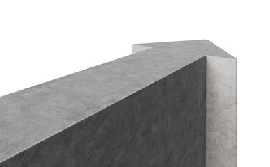 Poster - Closeup of a modern, concrete arrow-shaped block on a white background. Minimalist design concept for contemporary presentations. 3D Rendering.