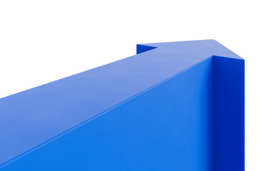 Poster - A minimalistic blue geometric arrow-like shape shown on a white background. Modern, contemporary design in a clean, isolated format. 3D Rendering.