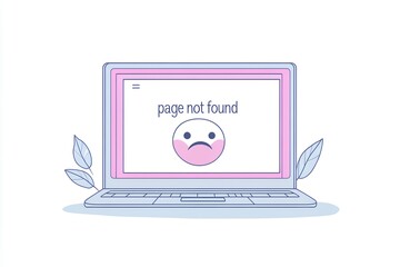 404 error page illustration with sad face on laptop screen