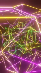 Poster - abstract background with yellow and green lines, 4k vertical background social media suitable 