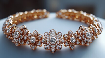 Poster - Ornate 3D gold jewelry set featuring diamond necklace and earrings arranged on a white backdrop for a regal and luxurious look