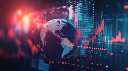 Canvas Print - Global Data Trends Visualization with Earth and Graphs