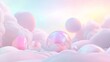 © Jakkarin - Ethereal Cloudscape - Ultra-Detailed 3D Render of Dreamy Pastel Colored Clouds and Light Flares, Perfect for Delicate Electronic Showcases