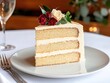 © Thi - Elegant wedding cake slice with smooth buttercream frosting and delicate details, perfect for any celebration.