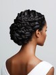 © Thi - Elegant beauty salon updo featuring intricate braids woven into a refined and sophisticated hairstyle.