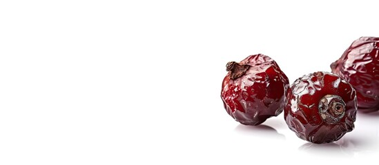 Dried jujube on a white background in a copy space image