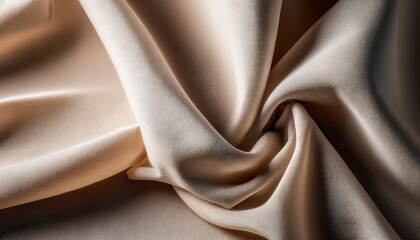 Poster - Close-Up of Soft Beige Linen Fabric with Intricate Weave and Natural Folds – Ideal for Minimalist Interior Design Sustainable Fashion Elegant Home Textiles Showcasing Organic Eco Friendly Materials