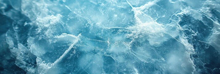 Poster - blue ice texture with cracked surface detail