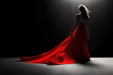 Poster - Red dress fashion light black. .