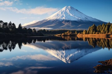 Poster - Volcanic mountain lake landscape outdoors.